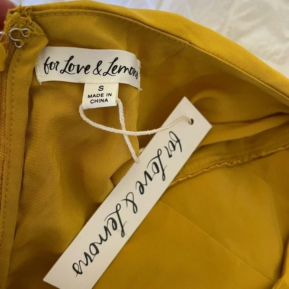 For love & Lemons Drew satin mini dress in yellow - Picture 12 of 14